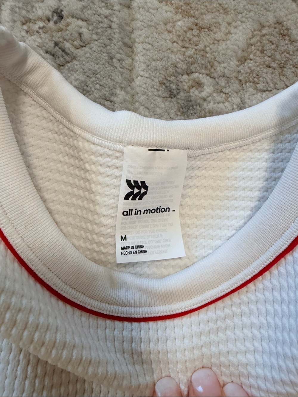 White Textured Cropped Tank with Red Piping - Picture 3 of 3